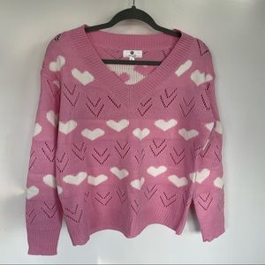 Valentine Heart Pattern Sweater Boutique Light Pink